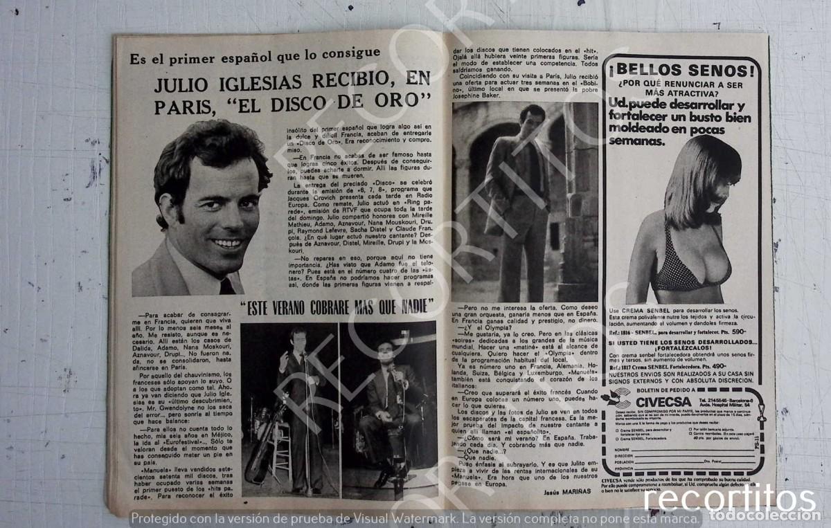 Coleccionismo de Revistas y Peri&oacute;dicos: JULIO IGLESIAS EN PARIS DISCO DE ORO