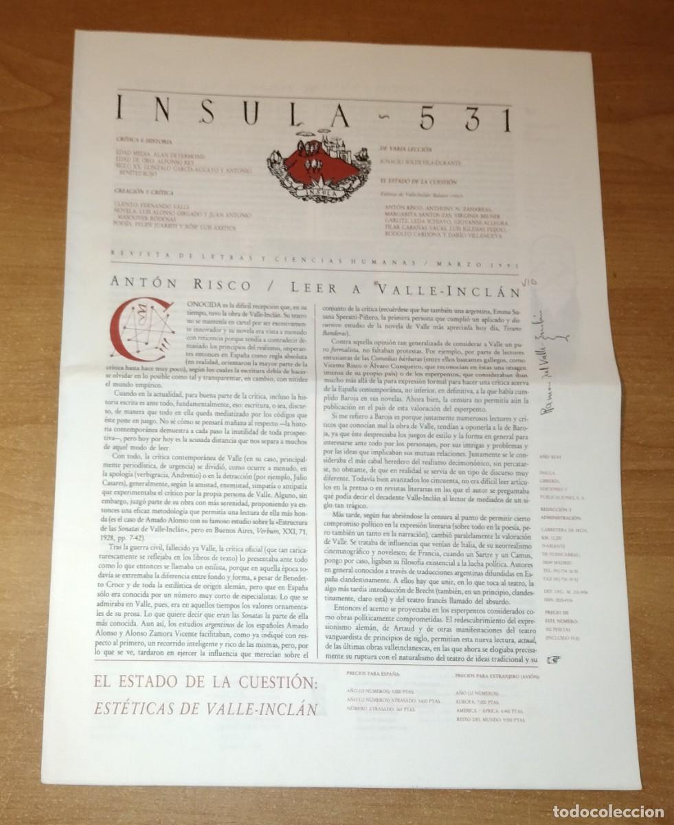 Colecionismo de Revistas e Jornais: &Iacute;NSULA 531, 1991 - DOSIER: EST&Eacute;TICAS DE VALLE-INCL&Aacute;N / EL FE&Iacute;SMO MODERNISTA