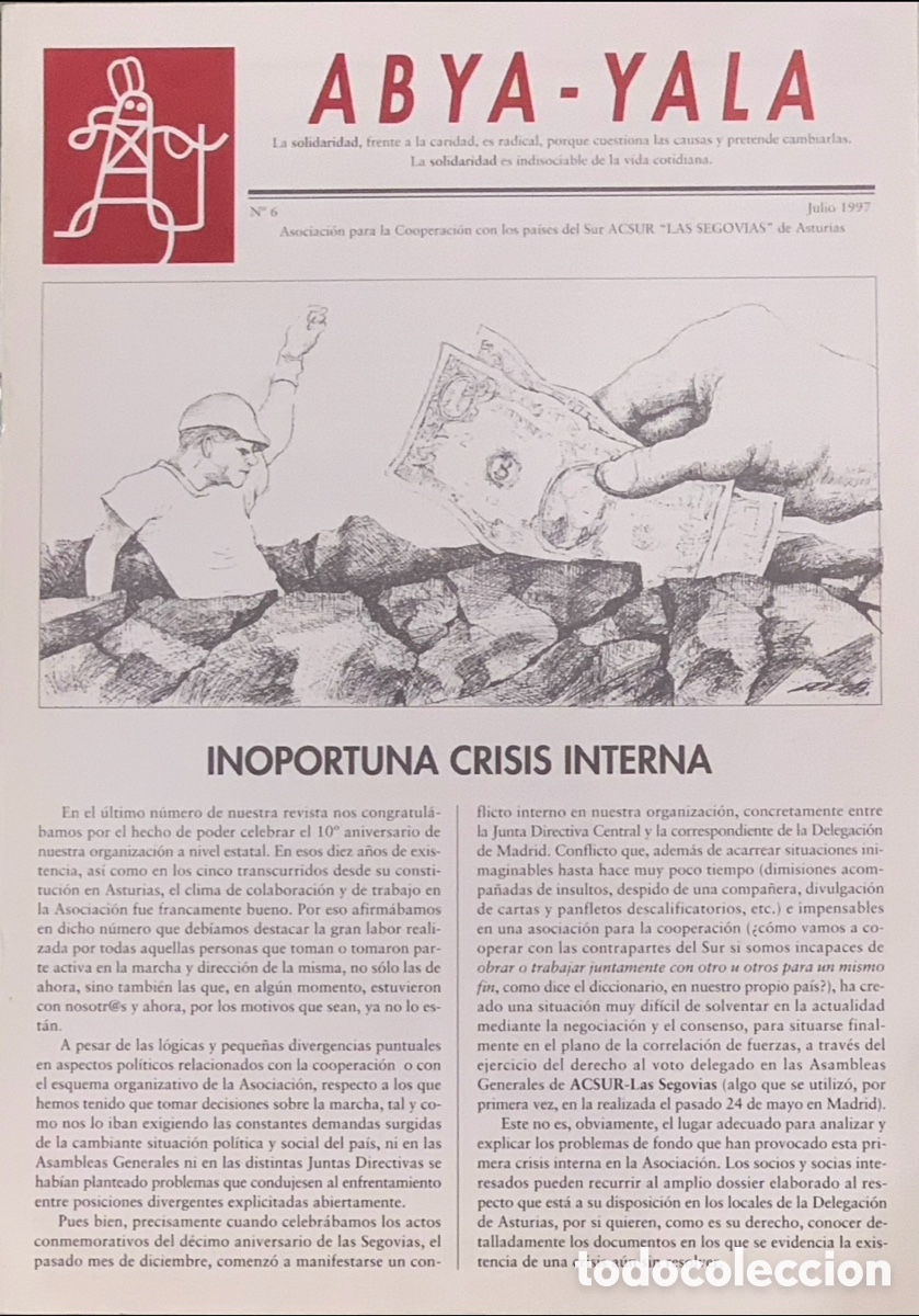 Coleccionismo de revistas y peri&oacute;dicos: Revista. ABYA - YALA. Inoportuna crisis interna. N&ordm; 6. 1997.