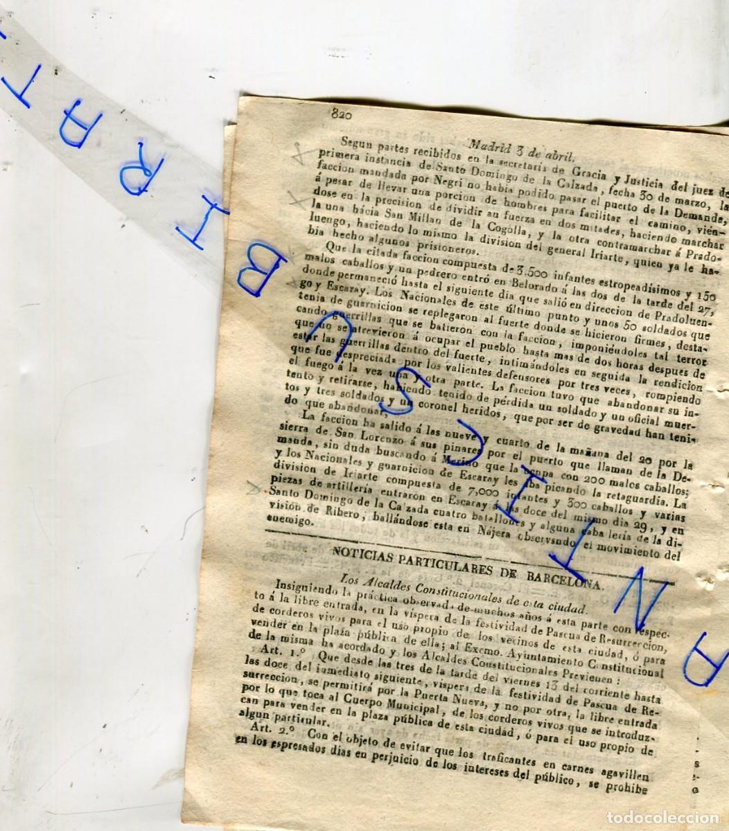 Collezionismo di Riviste e Giornali: DIARIO A&Ntilde;O 1838 PRIMERA GUERRA CARLISTA EN SANTO DOMINGO DE LA CALZADA SAN MILLAN DE LA COGOLLA