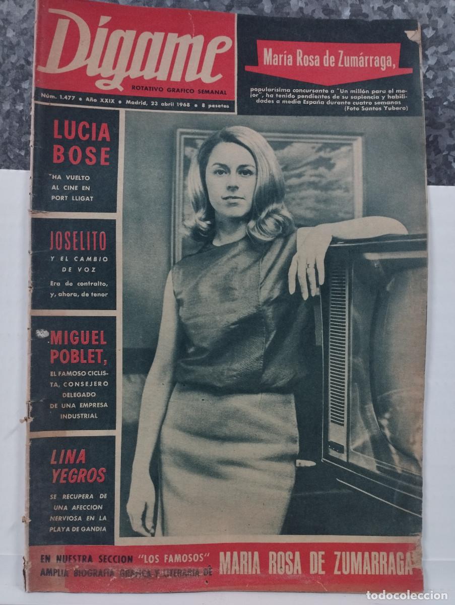 Coleccionismo de Revistas y Peri&oacute;dicos: REVISTA DIGAME A&Ntilde;O 1968 LUCIA BOSE SILVIA VARTAN MARIE DUBOIS MAITE BRIK MISS MAJORETE JOSELITO