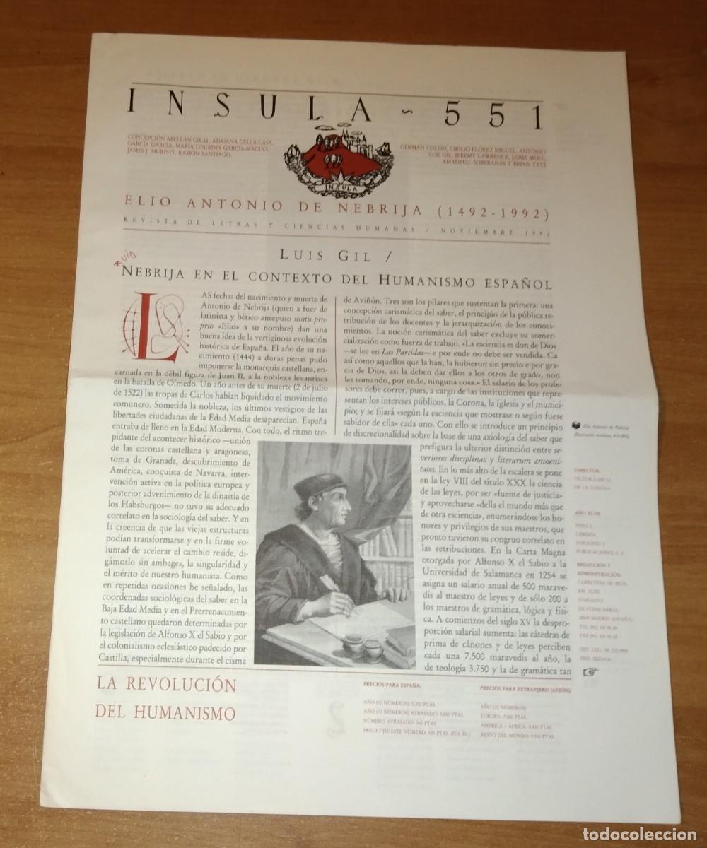 Colecionismo de Revistas e Jornais: &Iacute;NSULA 551, 1992 - MONOGR&Aacute;FICO: ANTONIO DE NEBRIJA