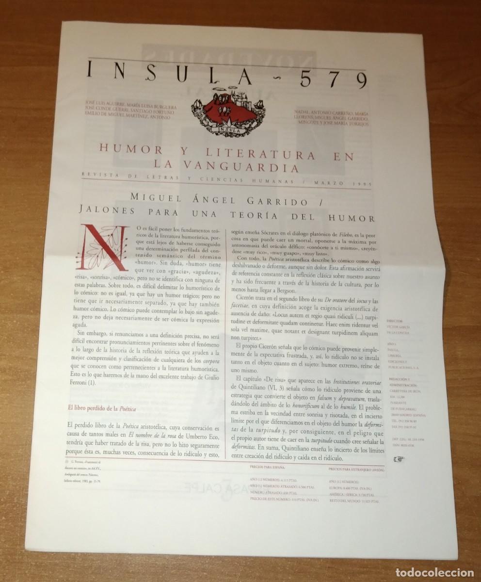 Colecionismo de Revistas e Jornais: &Iacute;NSULA 579, 1995 - MONOGR&Aacute;FICO: HUMOR Y LITERATURA EN LA VANGUARDIA