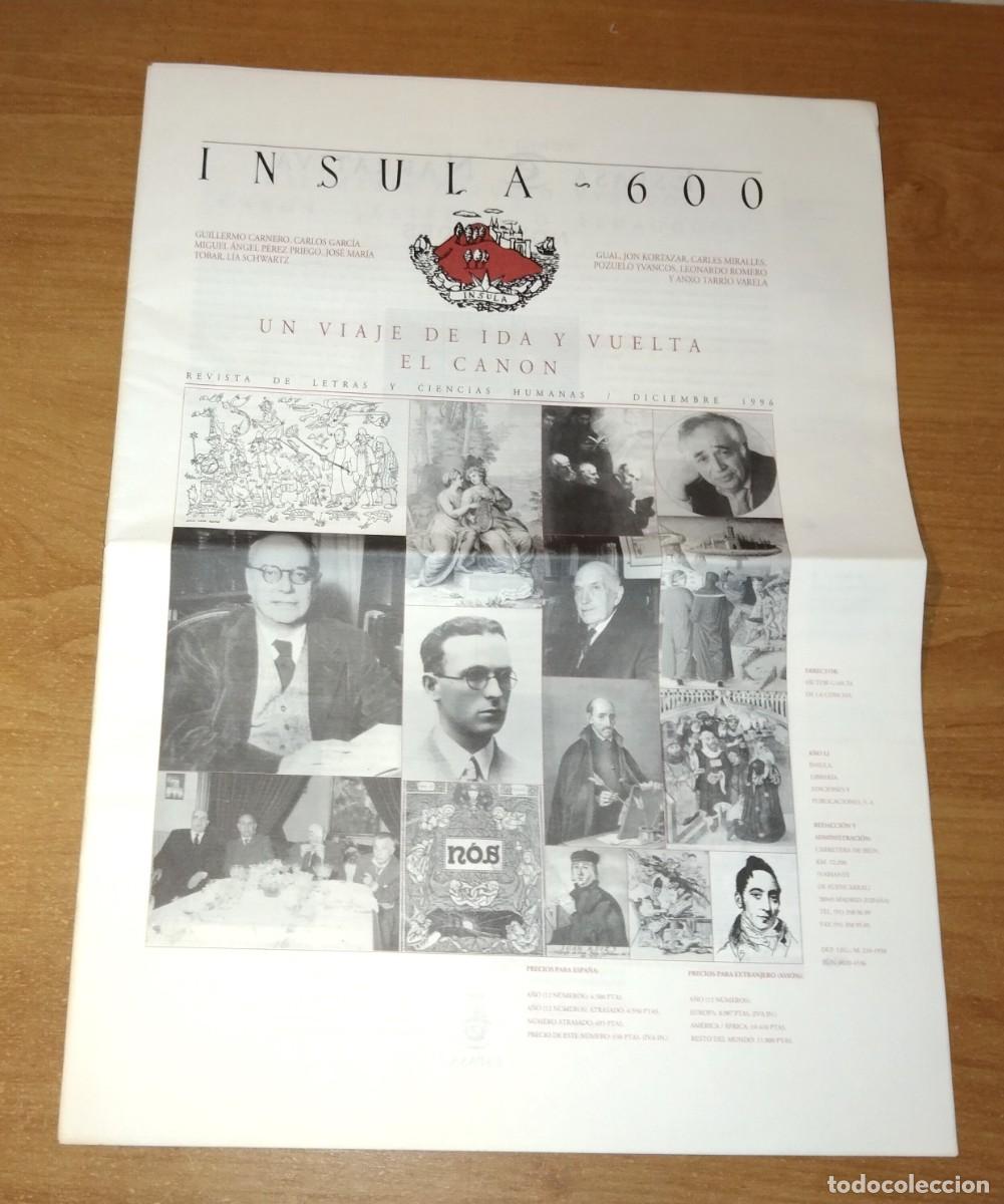 Collectionnisme de Revues et Journaux: &Iacute;NSULA 600, 1996 - MONOGR&Aacute;FICO: EL CANON LITERARIO