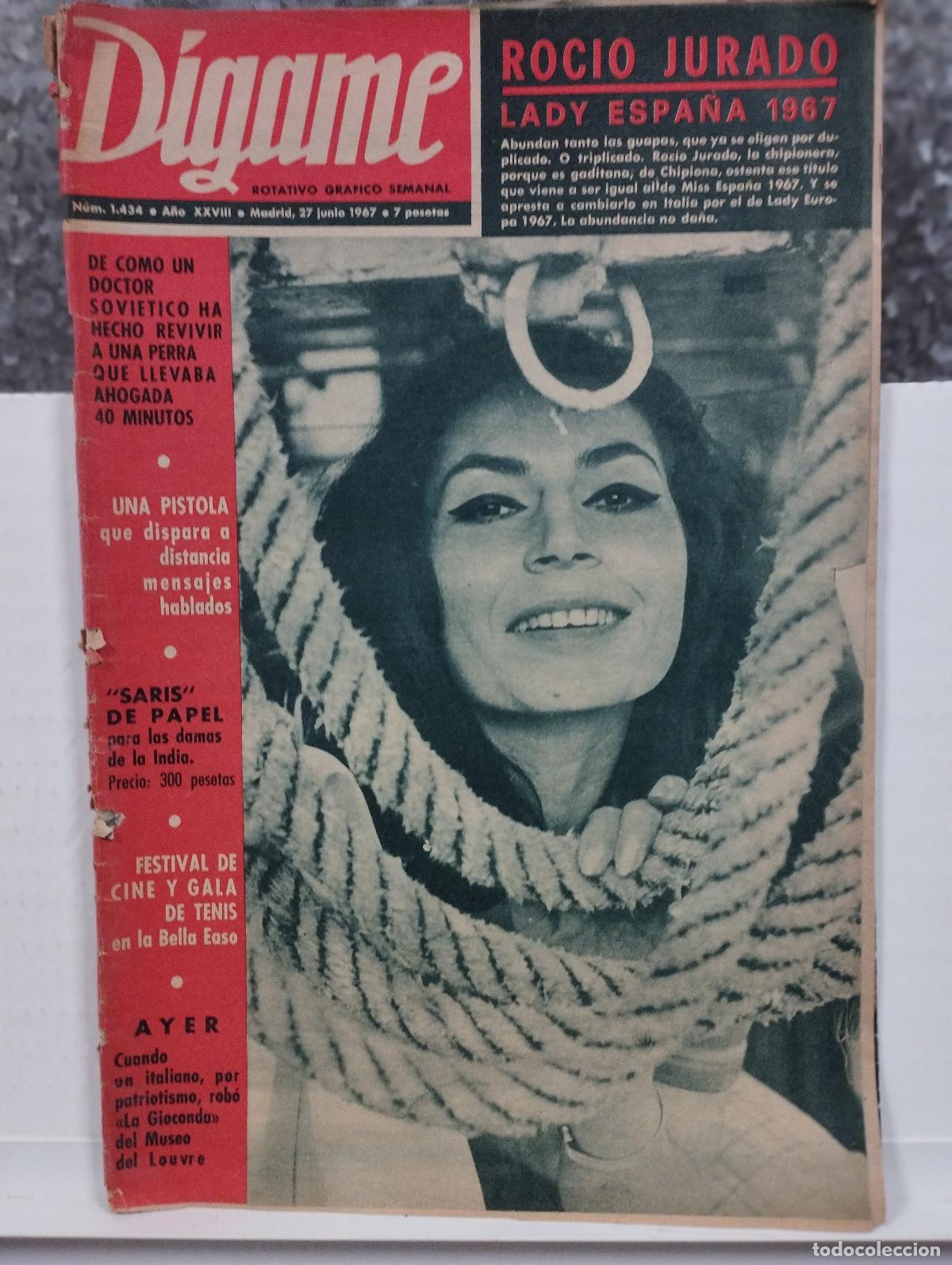 Coleccionismo de Revistas y Peri&oacute;dicos: REVISTA DIGAME A&Ntilde;O 1967 ROCIO JURADO LADY ESPA&Ntilde;A LUCERO TENA BEATLES VICENTE SPITERI