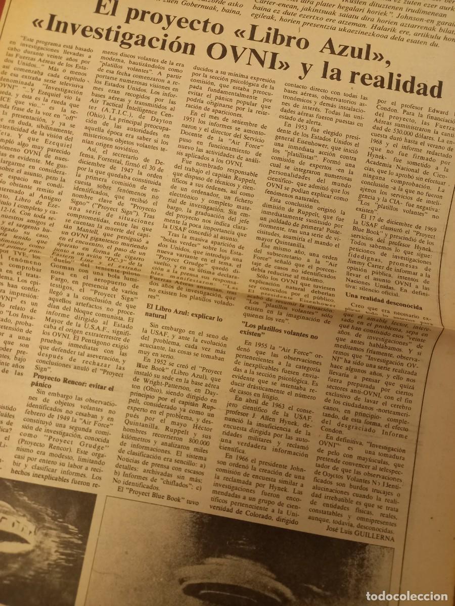 Coleccionismo de Revistas y Peri&oacute;dicos: LIBRO AZUL DE LA INVESTIGACION OVNI Y LA REALIDAD. RECORTE EGIN MAYO 1978
