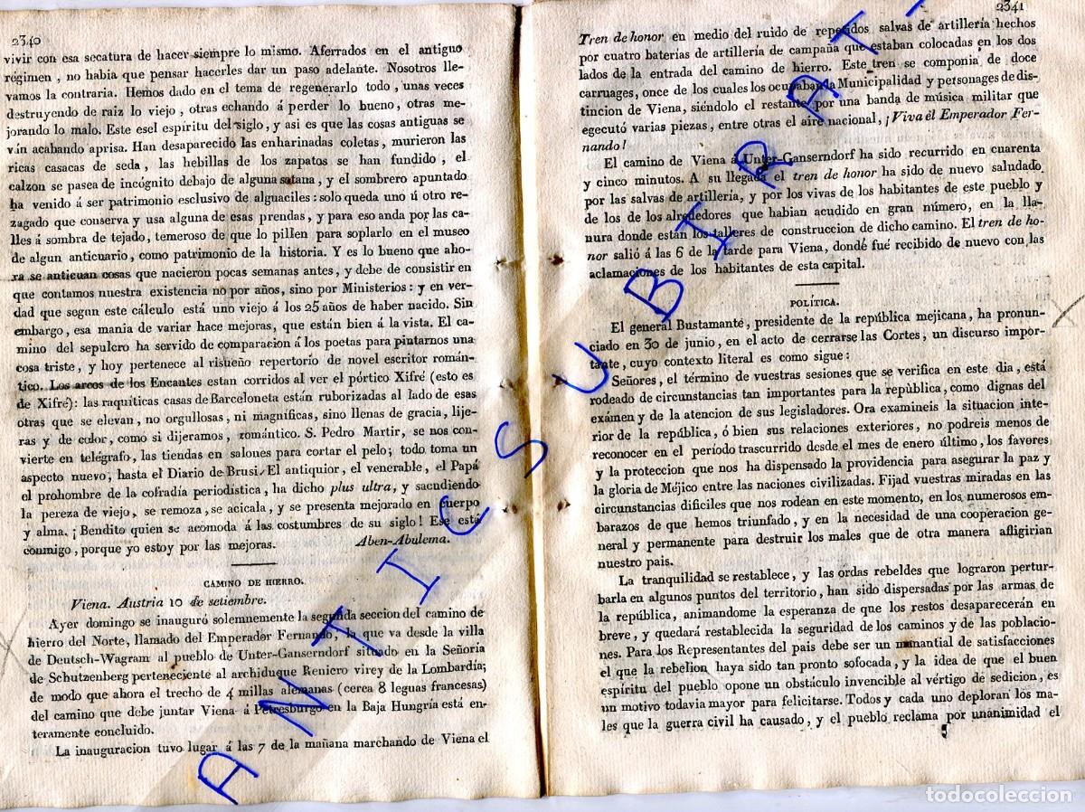 Sammeln von Zeitschriften und Zeitungen: DIARIO A&Ntilde;O 1838 DISCURSO DE 3 PAGINAS GENERAL BUSTAMANTE PRESIDENTE DE LA REPUBLICA D MEJICO MEXICO