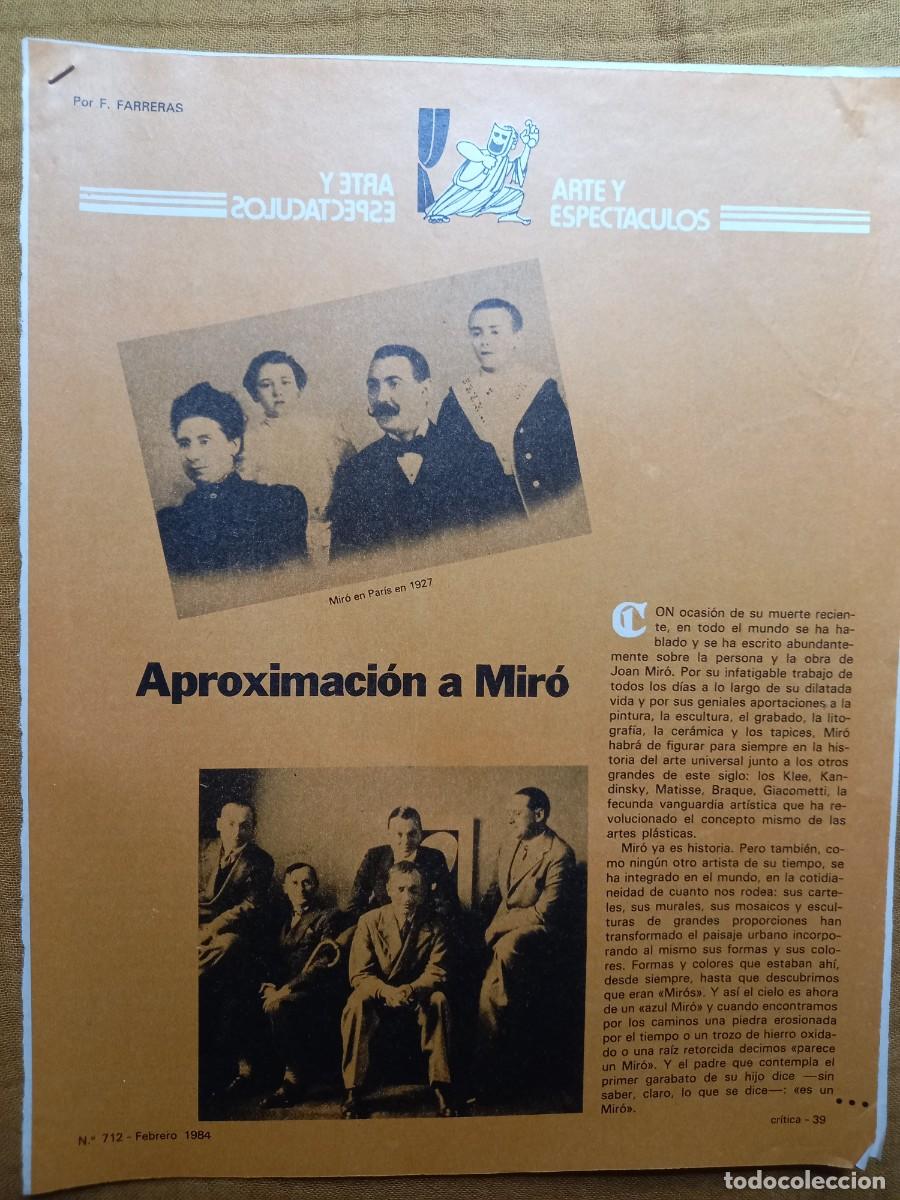 Coleccionismo de Revistas y Peri&oacute;dicos: APROXIMACI&Oacute;N A JOAN MIRO. 3 PAGINAS EXTRA&Iacute;DAS DE REVISTA CRITICA FEBRERO 1984