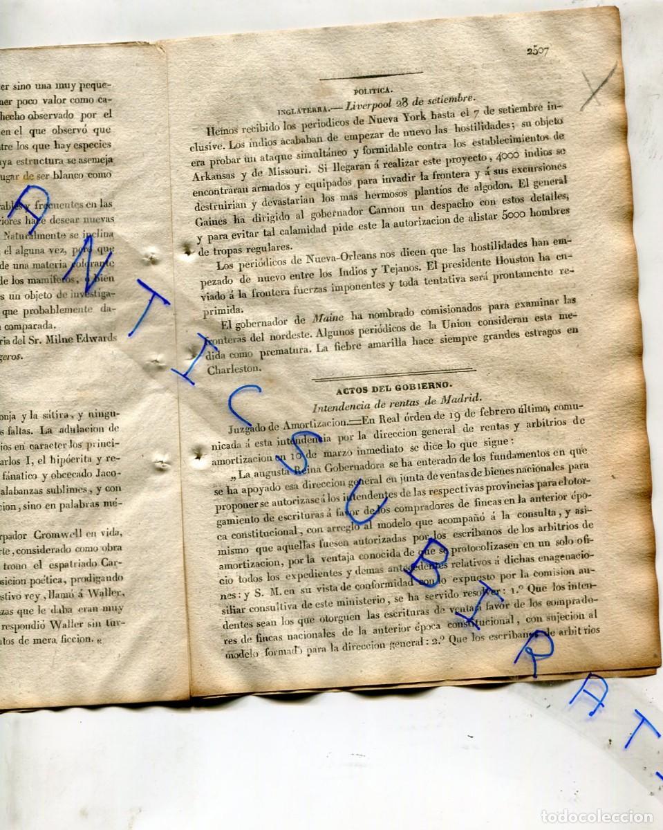 Coleccionismo de revistas y peri&oacute;dicos: DIARIO A&Ntilde;O 1838 GUERRA EN ESTADOS UNIDOS USA CONTRA LOS INDIOS EN ARKANSAS MISSOURI GAINES CANNON