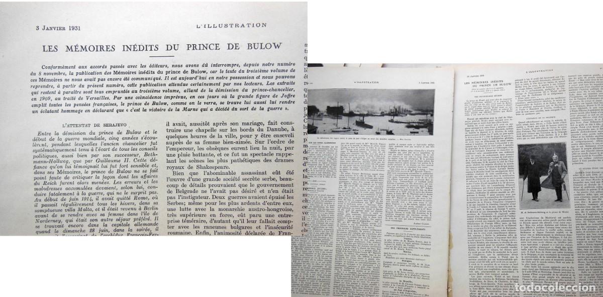 Coleccionismo de Revistas y Peri&oacute;dicos: LES M&Eacute;MOIRES IN&Eacute;DITS DU PRINCE DE BULOW. R&Eacute;FLEXIONS SUR LES M&Eacute;MOIRES DE BULOW. 1931. L'Illustration.