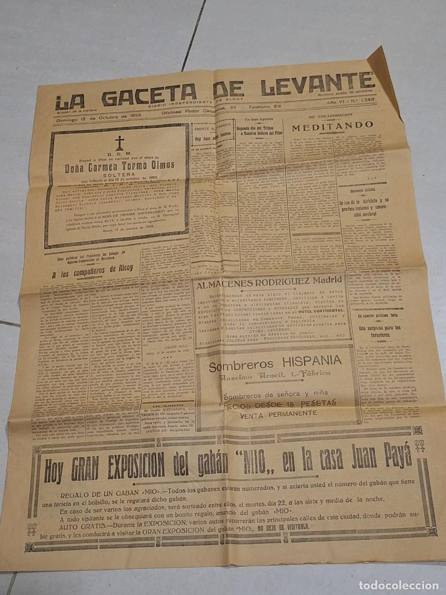 Collection Magazines and Newspapers: Periodico La Gaceta de Levante Alcoy . 13 de octubre 1929 .