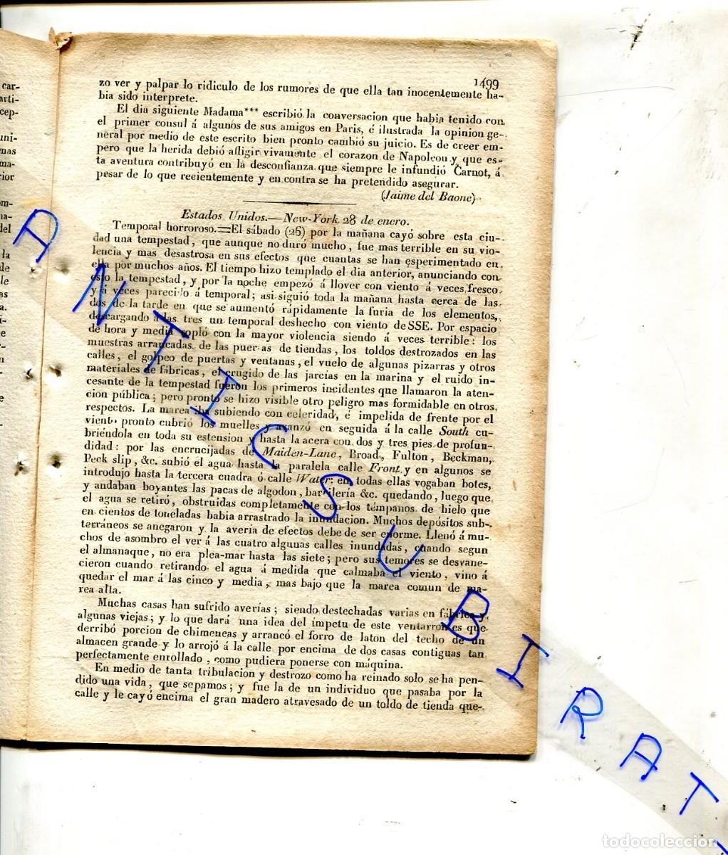 Coleccionismo de revistas y peri&oacute;dicos: DIARIO A&Ntilde;O 1839 HURACAN EN BROOKLYN ALBANY BOSTON NEW YORK MAIDEN-LANE USA ESTADOS UNIDOS