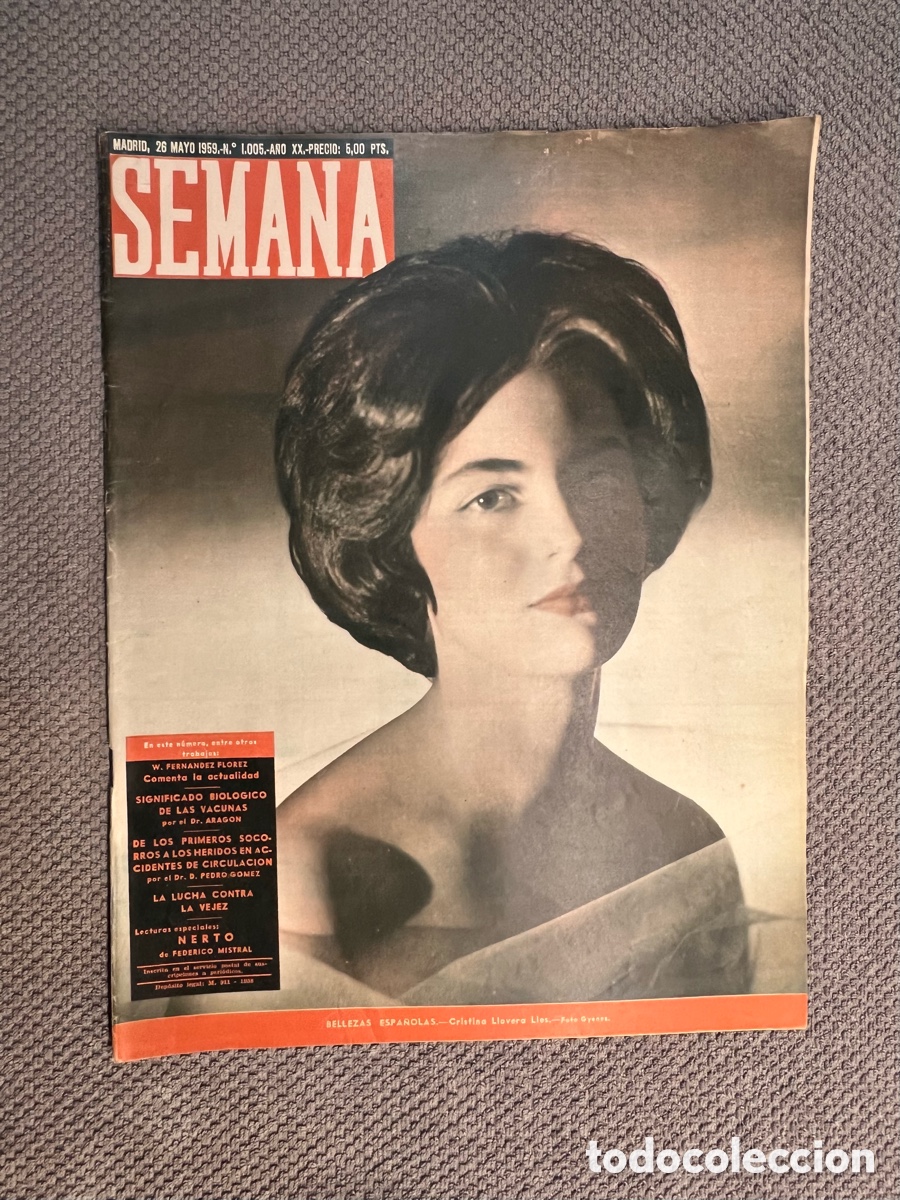 Coleccionismo de Revistas y Peri&oacute;dicos: SEMANA. Revista No.1005 (a.1959) BELLEZAS ESPA&Ntilde;OLAS Cristina Llover&aacute; Lles