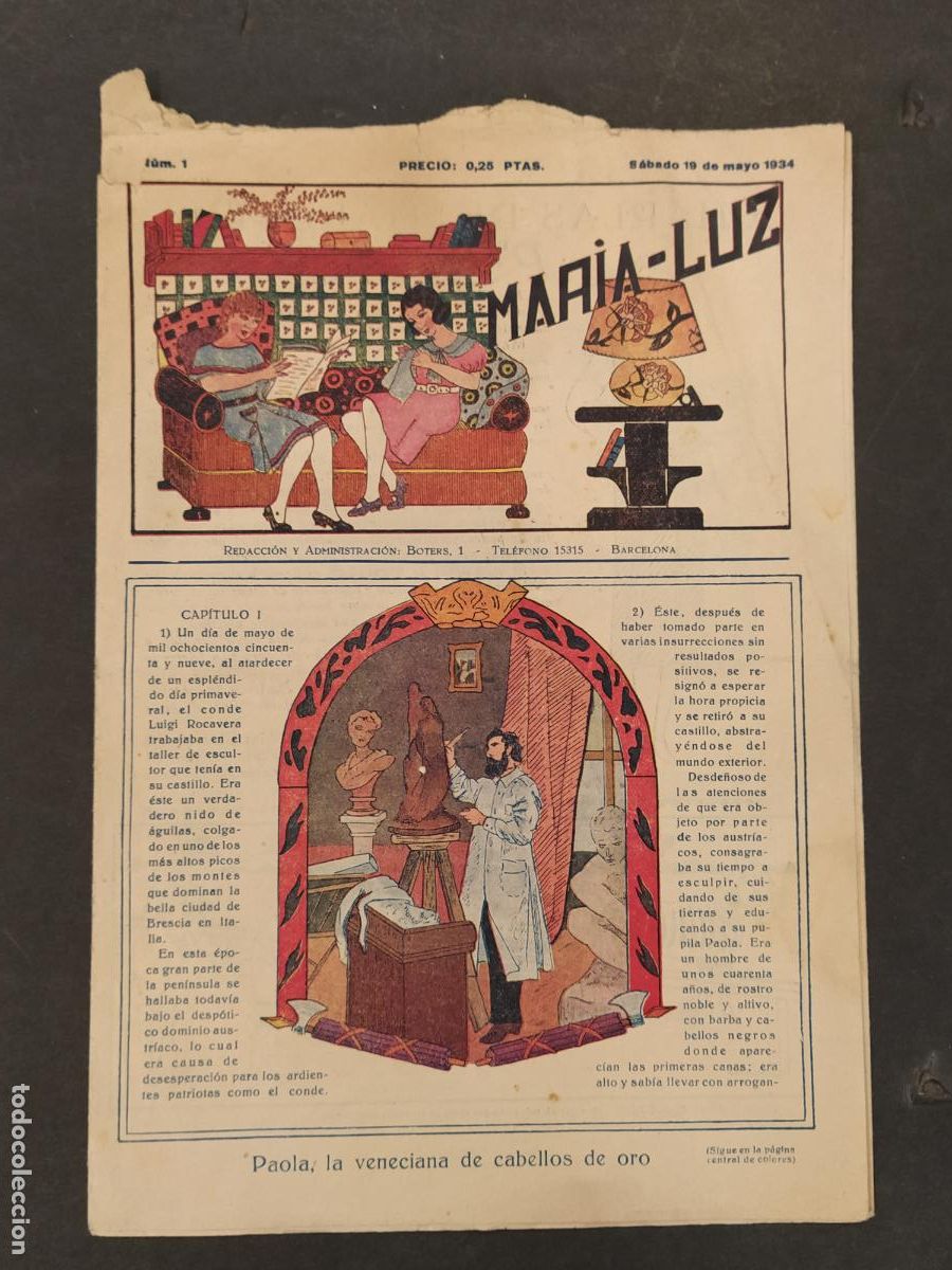 Coleccionismo de Revistas y Peri&oacute;dicos: MARIA LUZ - NUMERO 1 - 19 MAYO A&Ntilde;O 1934 - REVISTA ANTIGUA -VER FOTOS-(V-25.060)