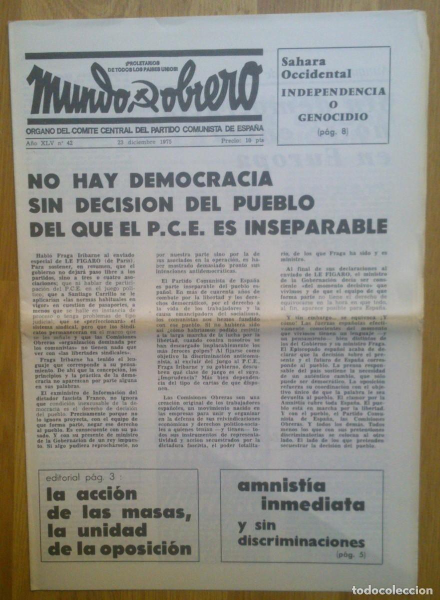 Coleccionismo de Revistas y Peri&oacute;dicos: PERIODICO MUNDO OBRERO N&ordm; 42 - A&Ntilde;O XLV (ORGANO DEL COMITE CENTRAL DEL PARTIDO COMUNISTA DE ESPA&Ntilde;A)
