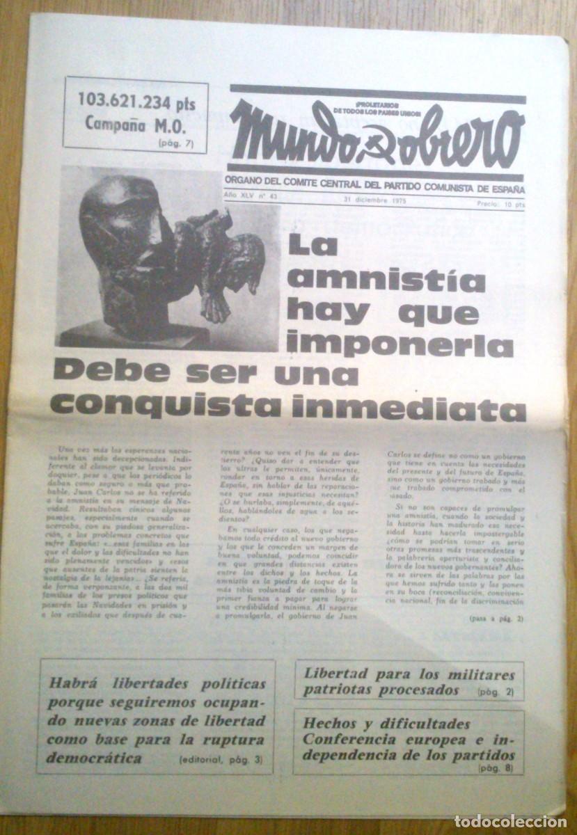 Coleccionismo de Revistas y Peri&oacute;dicos: PERIODICO MUNDO OBRERO N&ordm; 43 - A&Ntilde;O XLV (ORGANO DEL COMITE CENTRAL DEL PARTIDO COMUNISTA DE ESPA&Ntilde;A)