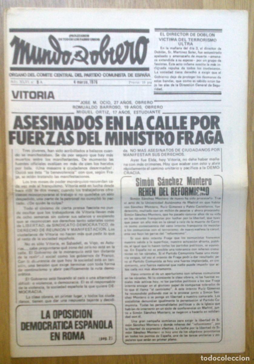 Coleccionismo de Revistas y Peri&oacute;dicos: PERIODICO MUNDO OBRERO N&ordm; 9 - A&Ntilde;O XLVI (ORGANO DEL COMITE CENTRAL DEL PARTIDO COMUNISTA DE ESPA&Ntilde;A)