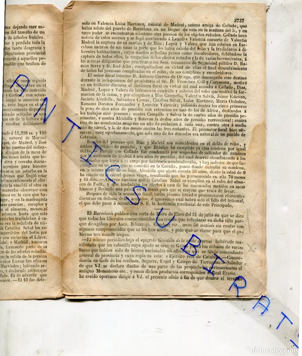 Coleccionismo de Revistas y Peri&oacute;dicos: DIARIO A&Ntilde;O 1847 SEGUNDA GUERRA CARLISTA EN MORA DE EBRO ASCO RIBARROJA GANDESA GRISET VIDRERAS