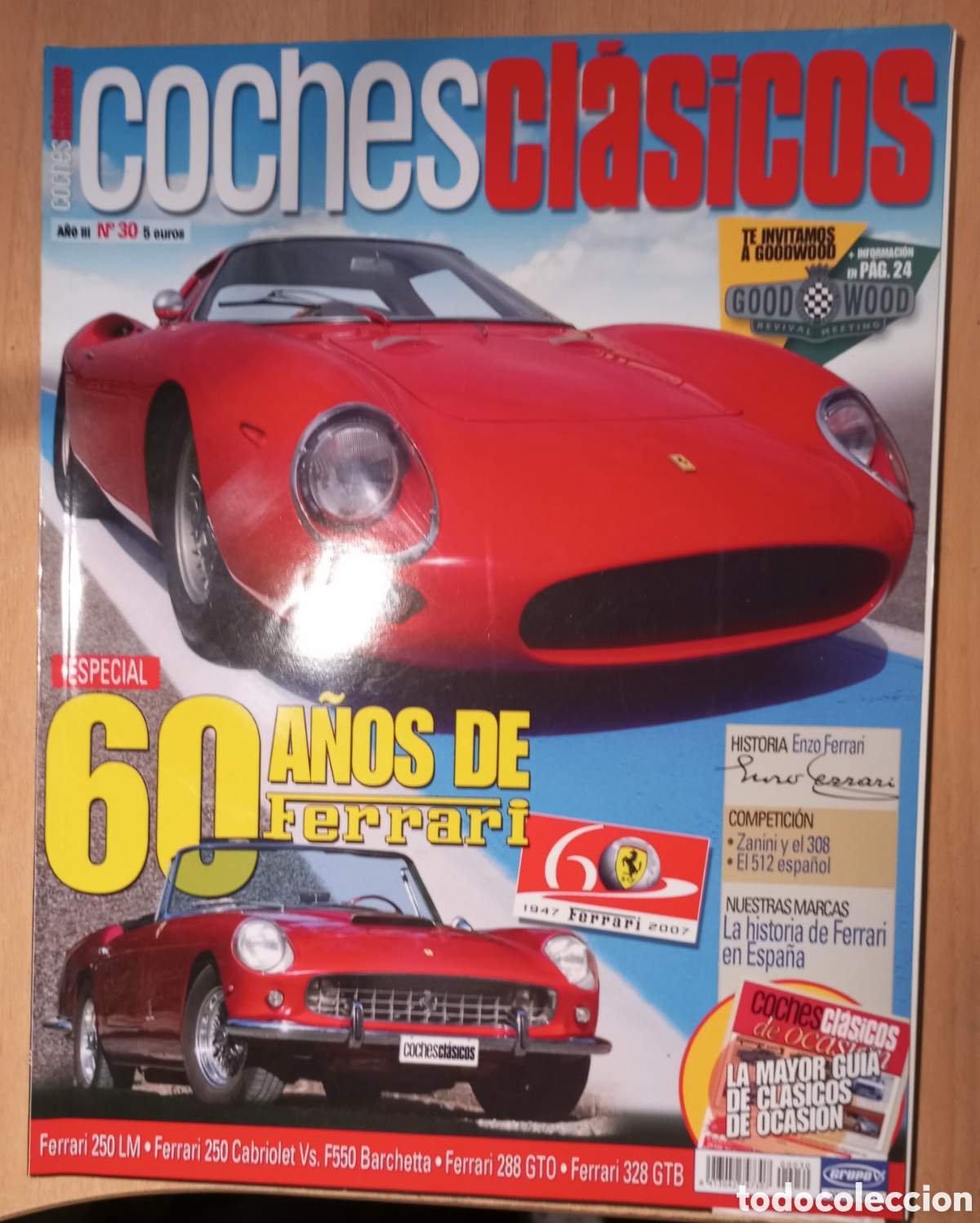 Coleccionismo de revistas y peri&oacute;dicos: Revista coches clasicos numero 30 a&ntilde;o III especial 60 a&ntilde;os de ferrari