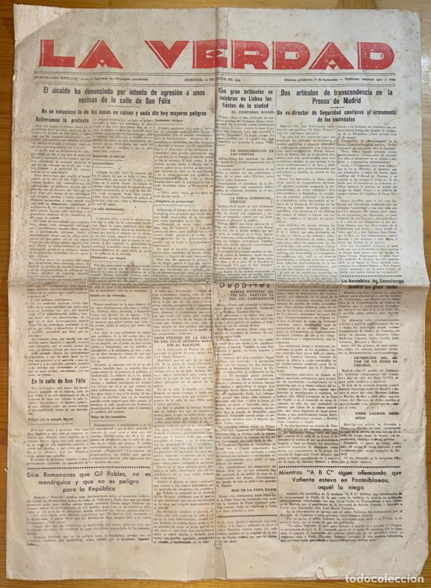 Sammeln von Zeitschriften und Zeitungen: MURCIA- SEGUNDA REPUBLICA- LA VERDAD- PERIODICO- 1934