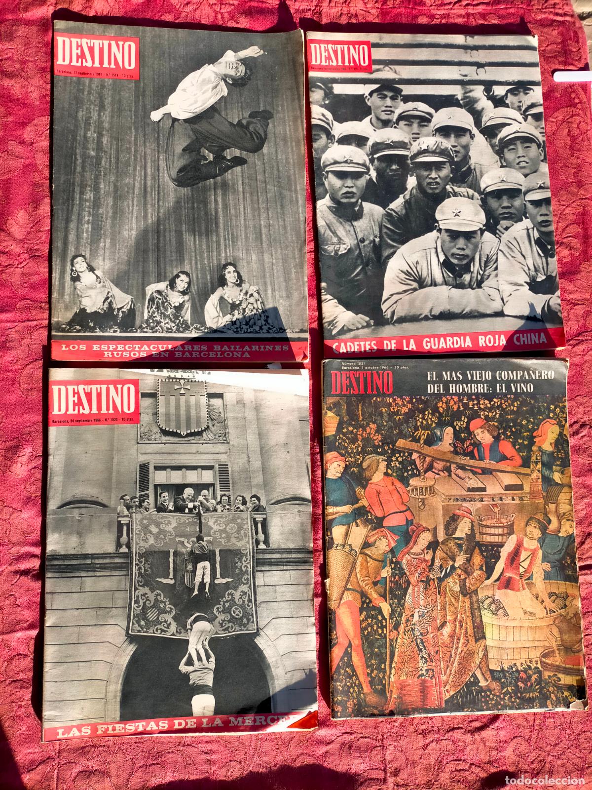 Coleccionismo de Revistas y Peri&oacute;dicos: Lote revistas Destino semanario popular a&ntilde;os 60 A&ntilde;o 1966 n&ordm;1518-1519-1520-1521