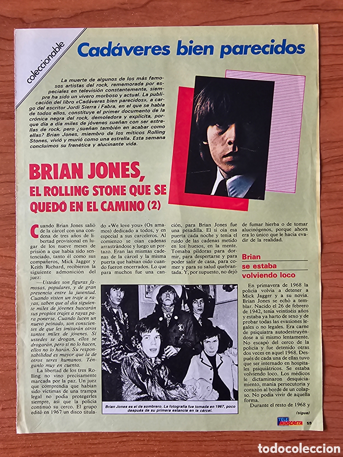 Coleccionismo de Revistas y Peri&oacute;dicos: COLECCIONABLE TELE INDISCRETA BRIAN JONES. ROLLING STONES