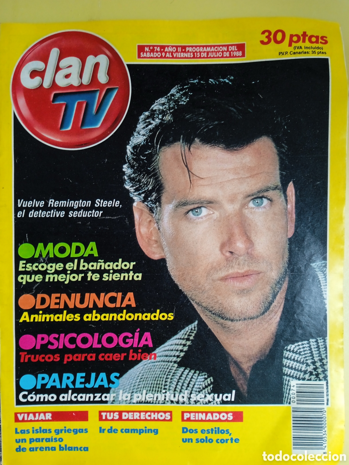Coleccionismo de Revistas y Peri&oacute;dicos: Revista Clan TV n&deg; 74 portada Pierce Brosnan / Remington Steele