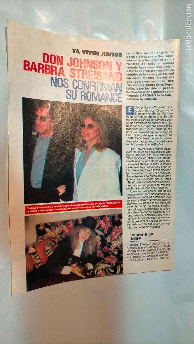 Coleccionismo de Revistas y Peri&oacute;dicos: hoja de revista a&ntilde;o 1988 . DON JOHNSON BARBRA STREISAND