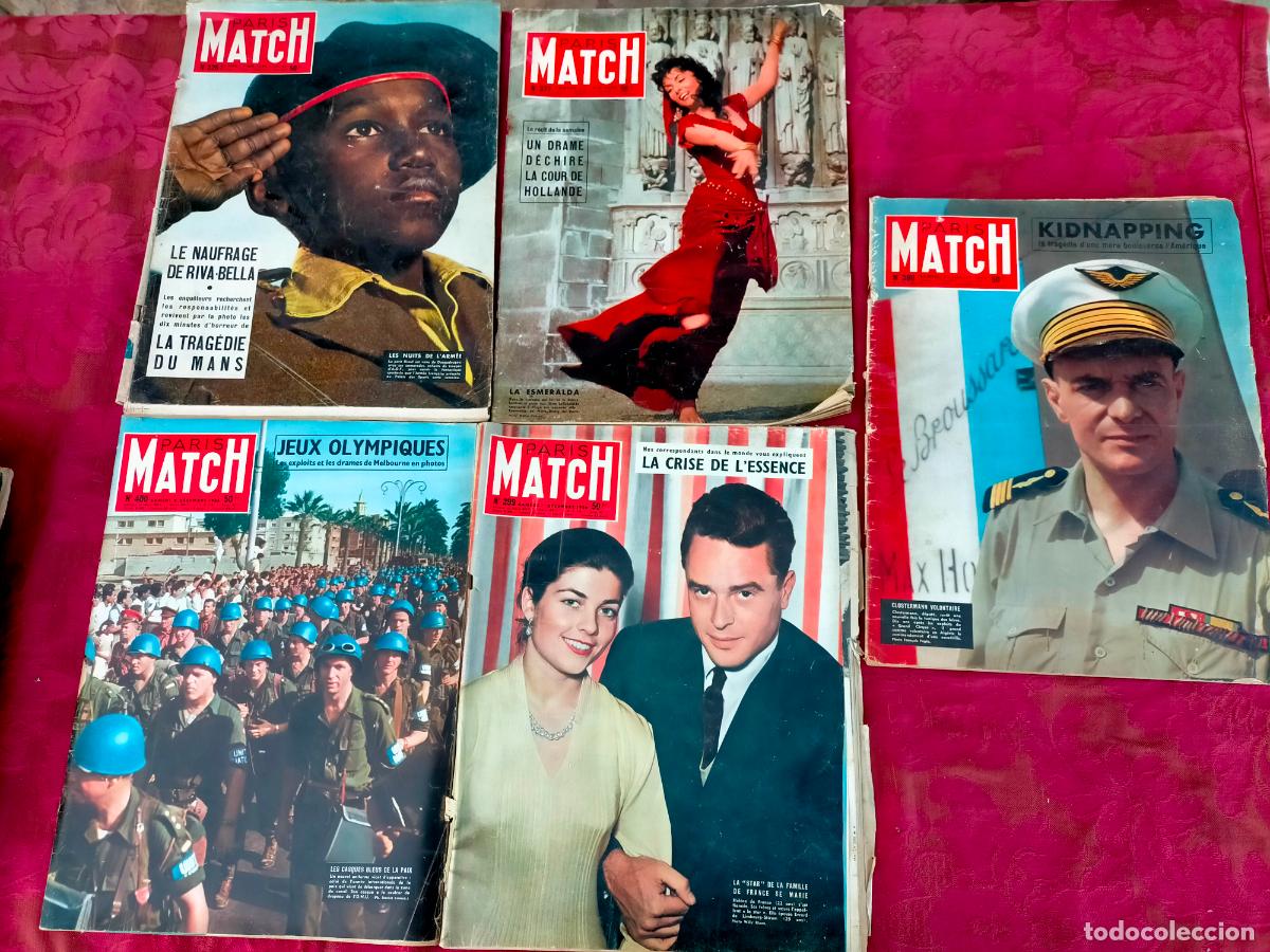 Collection Magazines and Newspapers: Lote revistas francesas Paris Match a&ntilde;os 50-60 n&ordm; 326 377 400 399 380