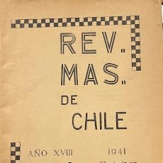 Coleccionismo de Revistas y Periódicos: REVISTA MASONICA DE CHILE Nº 8 AÑO 1941 TALLERES GRAFICOS LA NACION