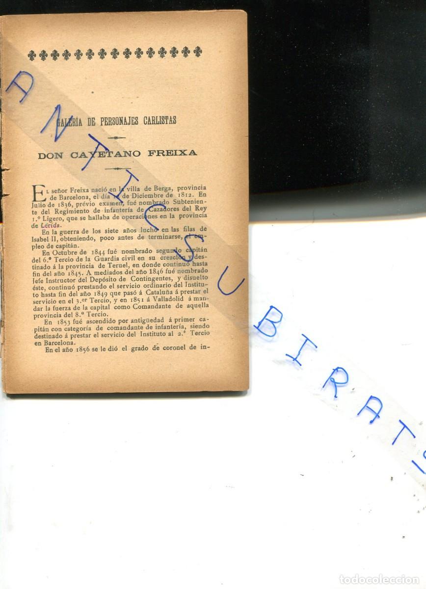 Coleccionismo de Revistas y Peri&oacute;dicos: LIBRITO A&Ntilde;O 1896 TERCERA GUERRA CARLISTA CAYETANO FREIXA NACIDO EN BERGA LEONARDO GARRIDO LOPEZ