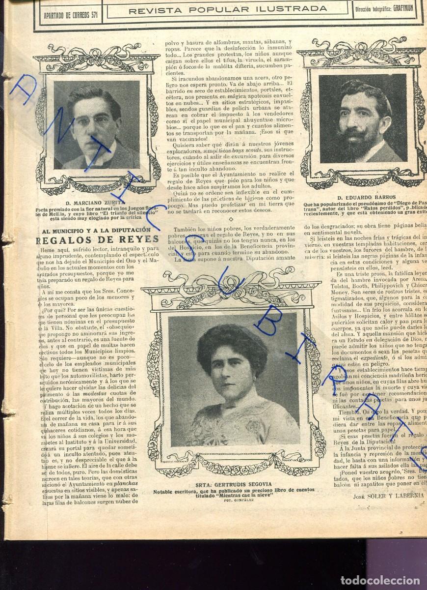 Collezionismo di Riviste e Giornali: REVISTA A&Ntilde;O 1913 MARCIANO ZURITA GERTRUDIS SEGOVIA EDUARDO BARROS TORTOLA VALENCIA SEVERINI ACE&Ntilde;A