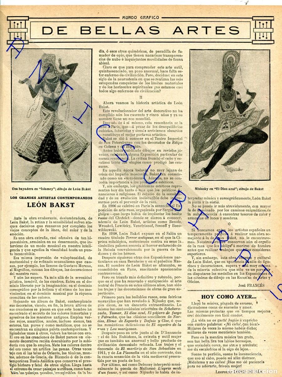 Collection Magazines and Newspapers: REVISTA A&Ntilde;O 1913 AGUSTIN UNGRIA ANNA PAULOVA LEON BAKST JUAN ARUS COLOMER GALLENT JUAN SOL ORTEGA