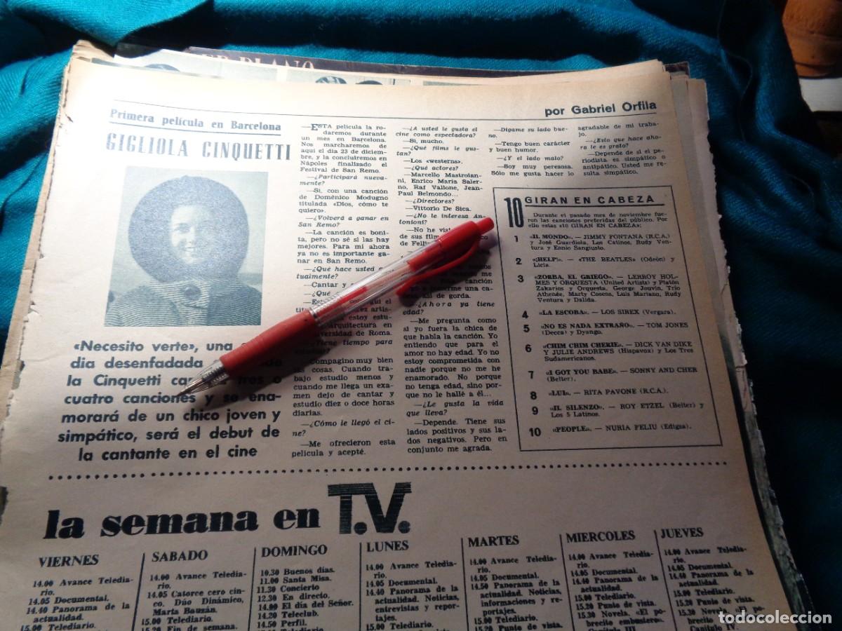 Coleccionismo de revistas y peri&oacute;dicos: RECORTE : GIGLIOLA CINQUETTI, PRIMERA PELICULA EN BARCELONA. FOTOGRAMAS, DICMBRE 1965
