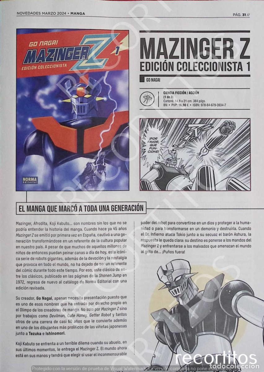 Coleccionismo de Revistas y Peri&oacute;dicos: MAZINGER Z GO NAGAI