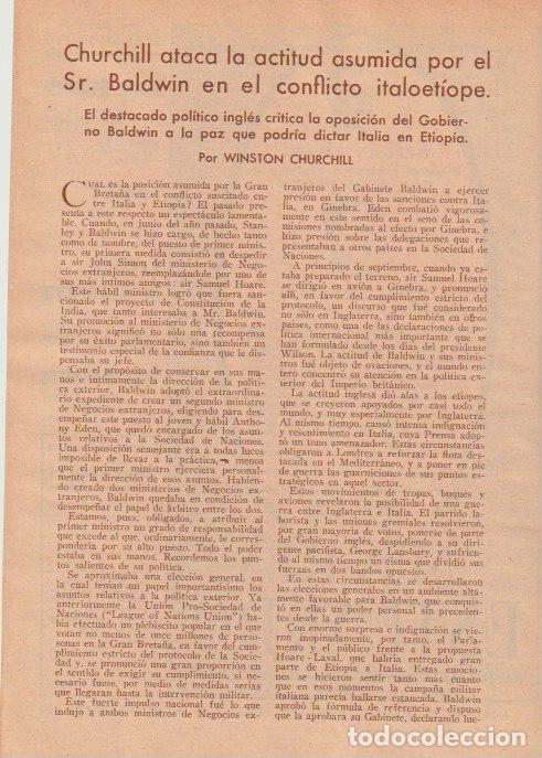 Coleccionismo de Revistas y Peri&oacute;dicos: * ETIOP&Iacute;A * ITALIA * BALDWIN *&hellip; conflicto italoet&iacute;ope / Winston Churchill -1936