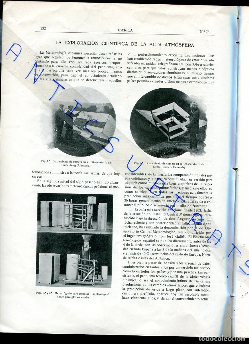 Collection Magazines and Newspapers: REVISTA IBERICA 73 A&Ntilde;O 1915 COMETAS CIENTIFICAS PARA EL ESTUDIO DE LA ATMOSFERA METEROLOGICO MADRID