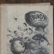 Coleccionismo de Revistas y Periódicos: EL TIBURON. ALMANAQUE HUMORÍSTICO ILUSTRADO PARA 1863. 30 CM. 8 HOJAS.