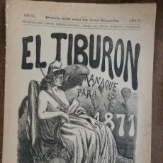 Coleccionismo de Revistas y Periódicos: EL TIBURON. ALMANAQUE HUMORÍSTICO ILUSTRADO PARA 1871. 30 CM. 8 HOJAS.