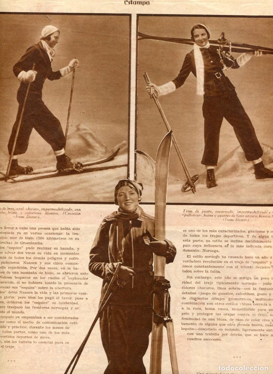 Coleccionismo de Revistas y Peri&oacute;dicos: REVISTA A&Ntilde;O 1931 MODA ROPA FEMENINA PARA EL ESQUI DEPORTE FEMENINO IRENA DANA HIGOS CHUMBOS
