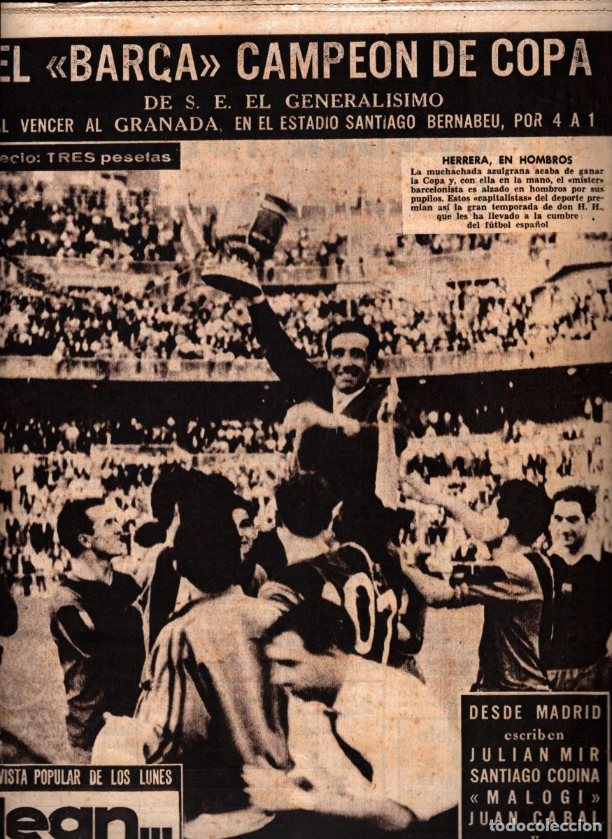 Coleccionismo de revistas y peri&oacute;dicos: El Bar&ccedil;a campeon de copa al vencer al Granada 1958 Barcelona