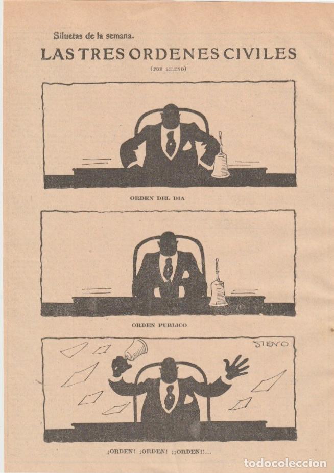 Collectionnisme de Revues et Journaux: Las tres &oacute;rdenes civiles / p&aacute;gina de humor por Sileno - 1936