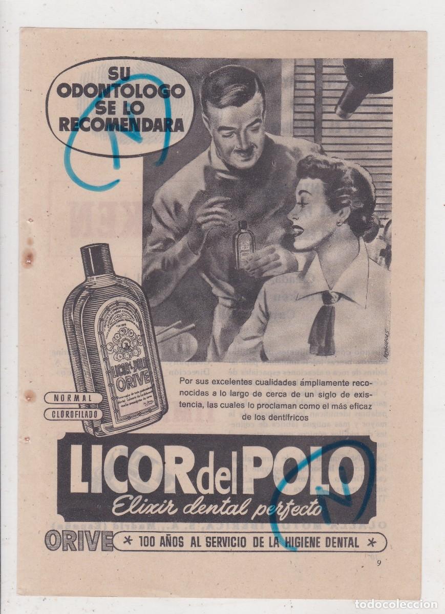 Colecionismo de Revistas e Jornais: PUBLICIDAD 1957. ANUNCIO LICOR DEL POLO. ORIVE + TIMKEN. COJINETES DE RODILLOS CONICOS (REVERSO)