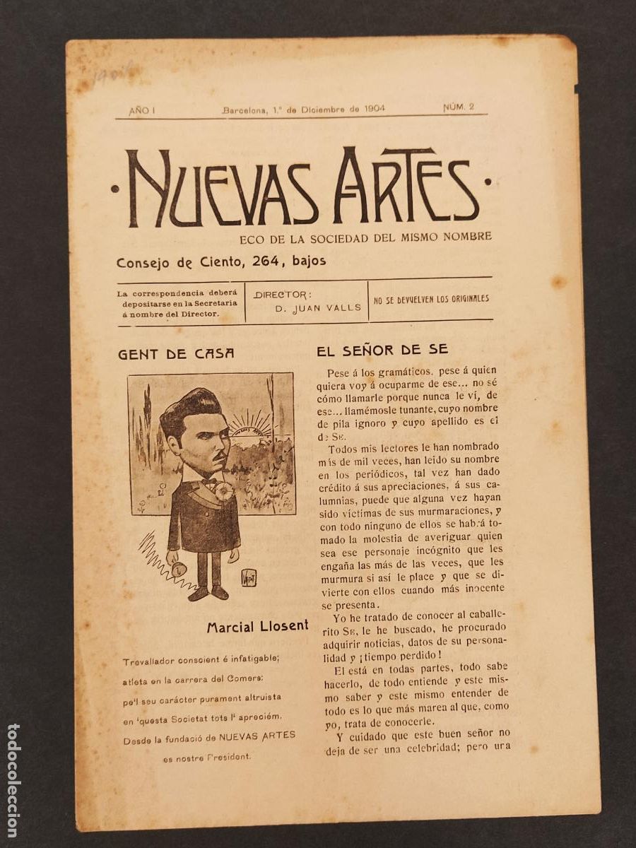 Collection Magazines and Newspapers: NUEVAS ARTES - NUMERO 2 - A&Ntilde;O 1904 - ECO DE LA SOCIEDAD - REVISTA ANTIGUA -VEURE FOTOS-(K-12.683)