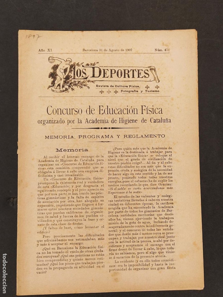 Collection Magazines and Newspapers: LOS DEPORTES - A&Ntilde;O 1907 - NUMERO 471 - - REVISTA ANTIGUA -(V-25.101)