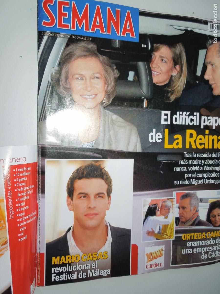 Coleccionismo de Revistas y Peri&oacute;dicos: SEMANA REVISTA N&ordm; 3770 - MAYO 2012 - MARIO CASAS- EL DIFICIL PAPEL DE LA REINA - ORTEGA CANO