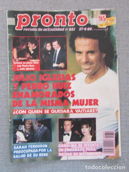 Coleccionismo de Revistas y Peri&oacute;dicos: RECORTE REVISTA PRONTO 851 1988 JULIO IGLESIAS, PEDRO RUIZ Y VAITIARE. PORTADA Y 3 P&Aacute;GS