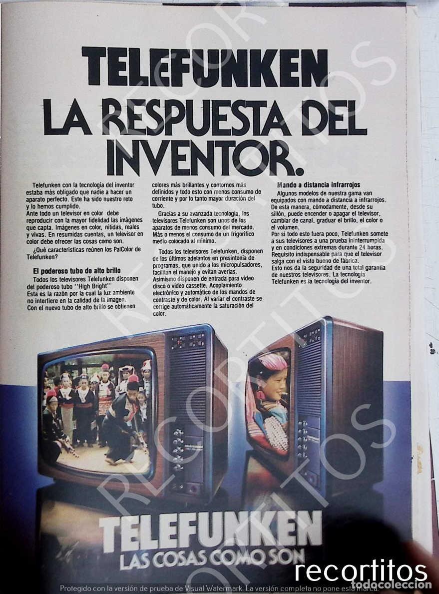 Collectionnisme de Revues et Journaux: TELEFUNKEN TELEVISOR ANUNCIO PUBLICIDAD