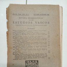 Coleccionismo de Revistas y Periódicos: (EUSKADI,FOLKLORE) RIEV, REVISTA INTERNACIONAL DE LOS ESTUDIOS VASCOS. OCTUBRE DICIEMBRE 1926 N°4