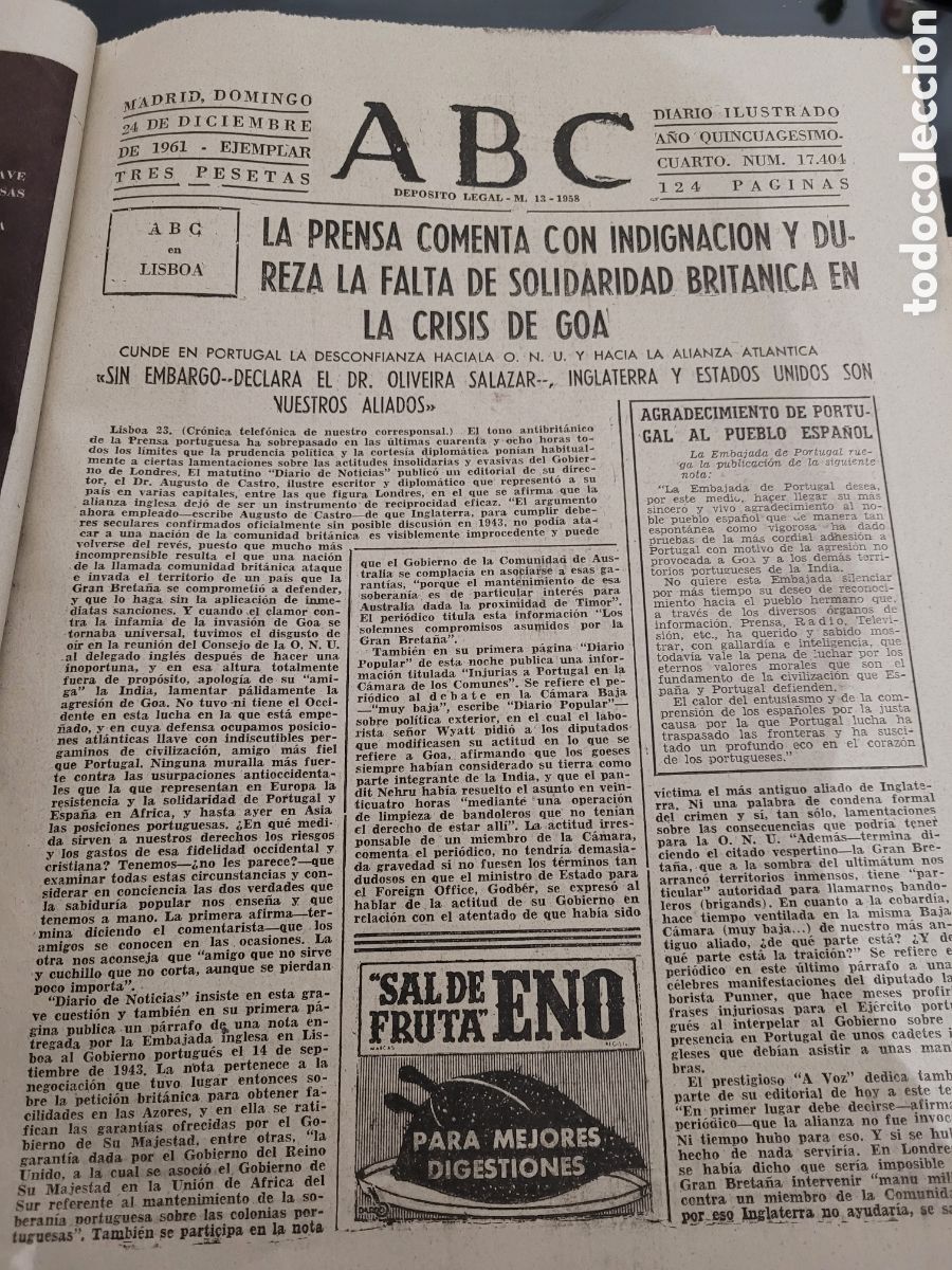 Coleccionismo de Revistas y Peri&oacute;dicos: ABC 1961